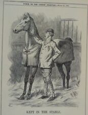 7x10" punch cartoon 1891 KEPT IN THE STABLE land purchase arthur balfour