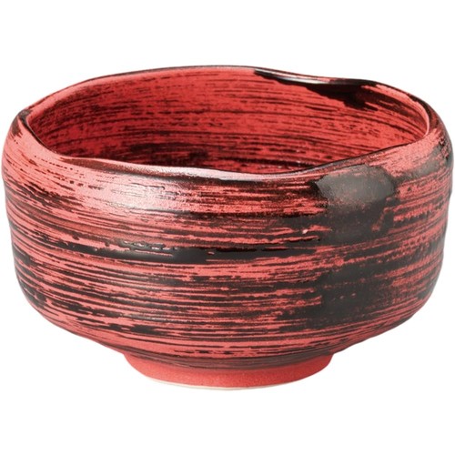 Matcha bowl red black brush - black,