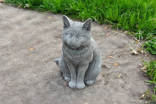Cat garden statue concrete - cat,