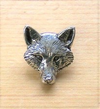 'Fox Head' English pewter pin
