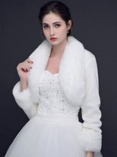 Faux Fur Long Sleeve Bridesmaid Shrug/Wedding Bolero/Cape Coat/Jacket Size M L
