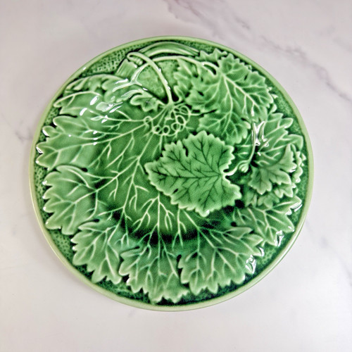 Vintage majolica green plate - vintage,