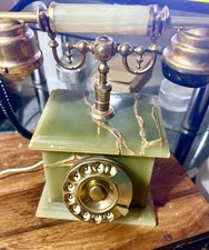 1970'S Vintage real onyx & brass Astrel telephone Rotary dial