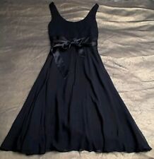 Monsoon Petite 100% Silk Chiffon Empire Line Dress Black 8