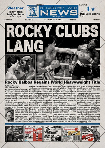 Rocky newspaper poster print - rocky,
