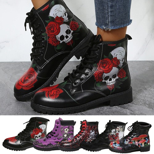 Womens army goth punk chunky - army,