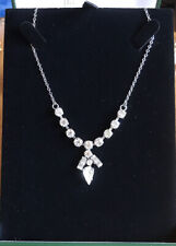 Vintage Jewellery Art Deco Paste Crystal Necklace With Silver Tone Chain