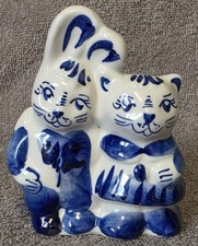 Russian Gzhel Rabbit & Cat