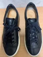 MASSIMO DUTTI Black Leather Sneakers Trainers Size UK 8 (42) 27 CM