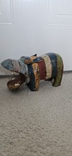 Hand Carved Wooden Hippo
