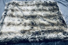 GREY WOLF FAUX FUR THROW