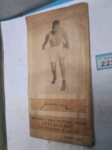 Jack dempsey signed - jack, drinks