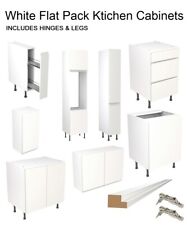 FLAT PACK WHITE KITCHEN CABINETS  COMPLETE ALL IN 1 BOX DRAWERS HINGES LEGS