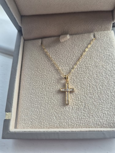 14ct gold diamond cross - gold,