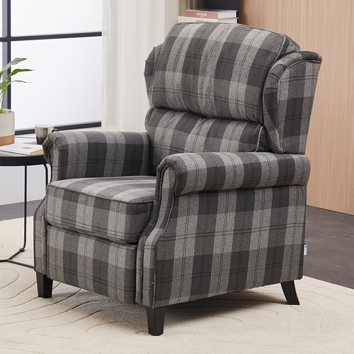 Grey tartan recliner armchair - tartan,