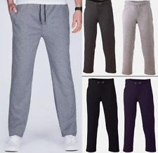 Mens Open Hem Fleece Bottom Track Pants Casual Jogging Joggers Gym Trousers