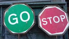 Original Old Pair of “STOP & GO” TRAFFIC CONTROL SIGNS Circa 1990’s. 