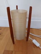 1960s VINTAGE ROCKET TABLE LAMP - TEAK FRAME - SPUN FIBREGLASS SHADE - 1960s