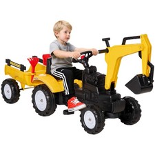 HOMCOM Kids Pedal Go Kart Children Ride On Digger Tractor Toy Car For 3-6 Years