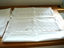 Beautiful White Hand Crochet Bed Bolster Cover + 2 matching pillowcase Covers