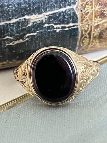 Gents 9ct gold onyx - gold,