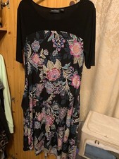 Nina Leonard x QVC Sketch Floral Trapeze Dress With Pockets Size Small BUT READ