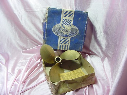 Vintage brass boat motor prop - motor,
