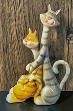 Whimsical Ceramic Loving Cats