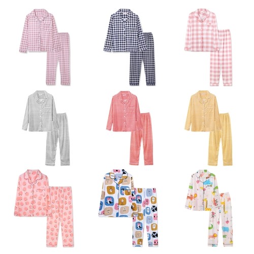 Women plaid print pajamas set - print,