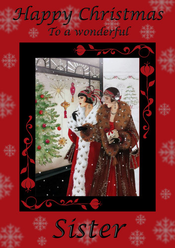 Art deco christmas card - art,