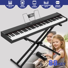 Portable Digital Piano 88 Semi-Weighted Keys Keyboard Pedal Stand LCD Mustar