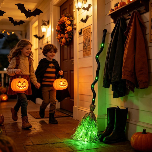 Animated witches broom - 35",