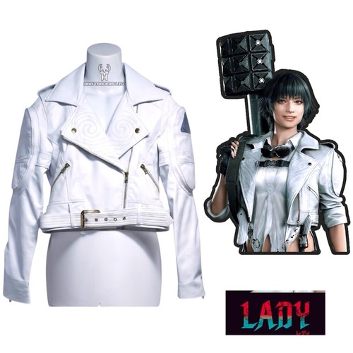 Dmc lady white leather - white, biker