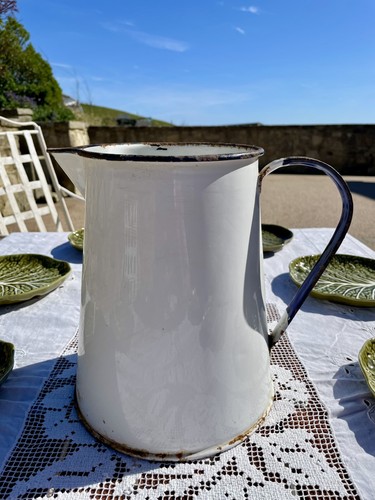 Large vintage enamel - vintage, white