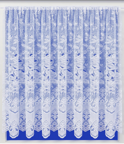 White net curtain floral - white,