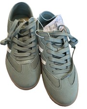 Tu Size 5 Light Khaki Contrast Stripe Trainers Bnwt Sneakers Laced Faux Suede