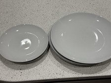 Light Grey Dinner and Breakfast Plates Set of 6 Ceramic Plates Dishwasher Safe