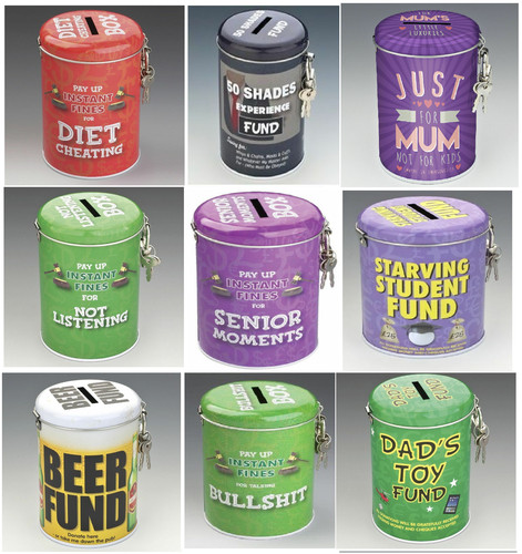 Money saving tins fund fine - money,