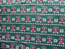 Lovely unused vintage 40s, 50s folksy green red white cotton fabric Bavarian