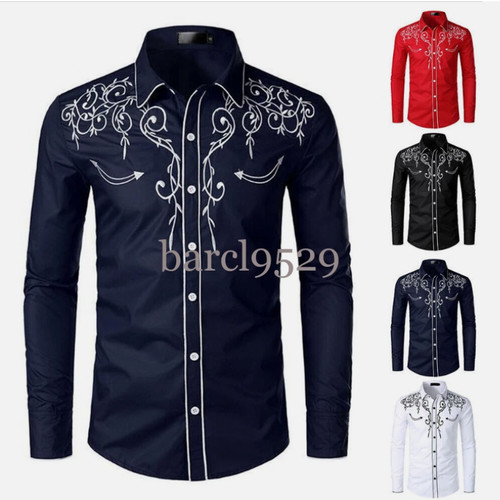 Mens western cowboy shirt long - shirt,