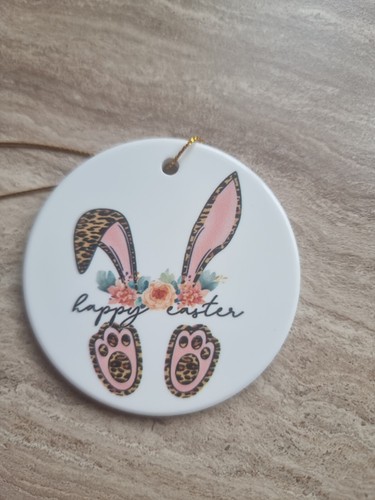 Ceramic happy easter bunny - easter,