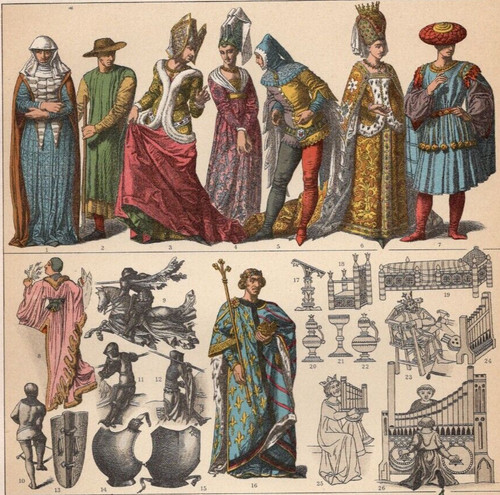 French medieval court dress - french,
