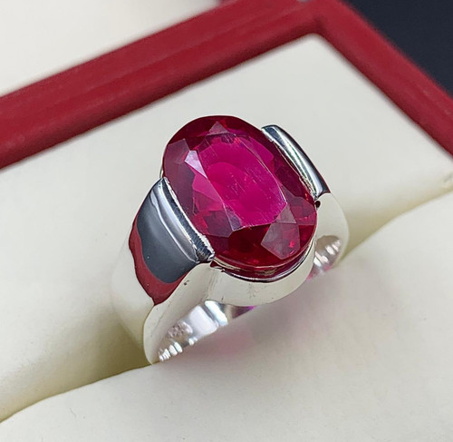 Deep red ruby mens ring - deep,