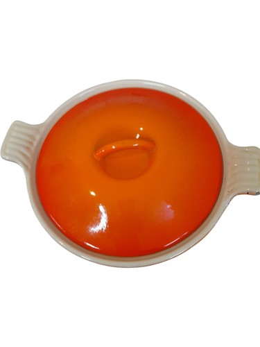 Casserole dish orange enamel - casserole,