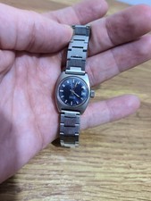 Vintage Blue Rotary Automatic Womens Watch 21 Jewels Day/Date Swiss Made Working