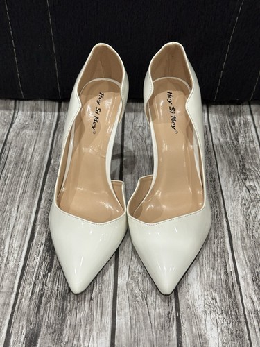 White patent leather pointed - white,