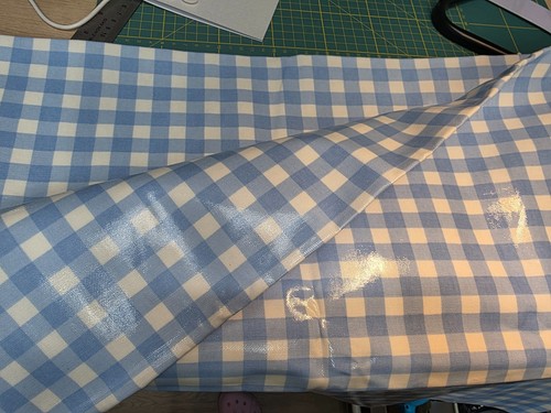 Large blue white gingham pvc - white,