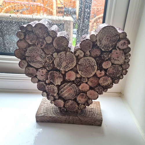 Wooden style heart - style, ornament