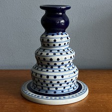 Manufaktura Wiza Polish Pottery Candle Holder Bolestawiec-style Candlestick