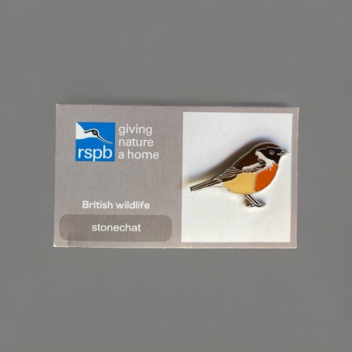 Rspb pin badge - rspb-pin, stonechat